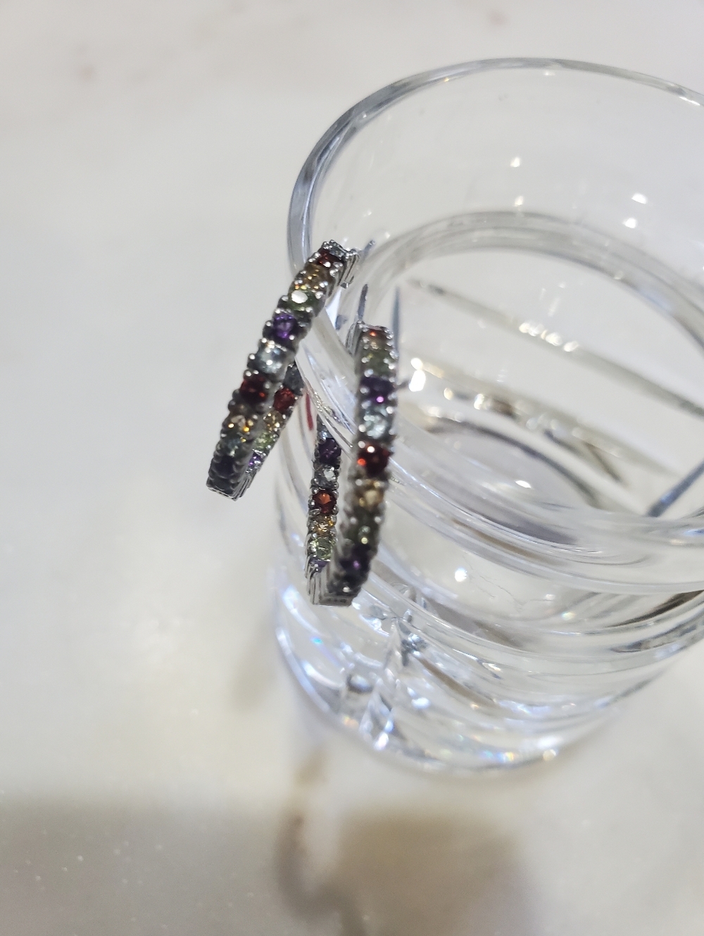 Gemstone Silver Hoops